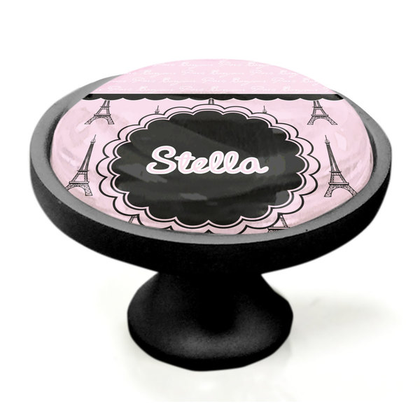 Paris & Eiffel Tower Black Custom Cabinet Knob (Side)