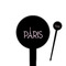 Paris & Eiffel Tower 4" Round Plastic Food Picks - Black - Single Sided