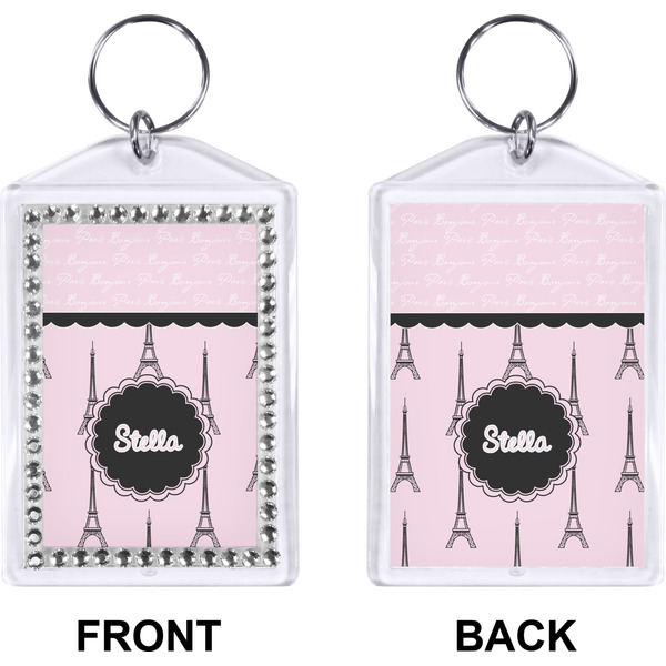 Paris & Eiffel Tower Bling Keychain (Front + Back)