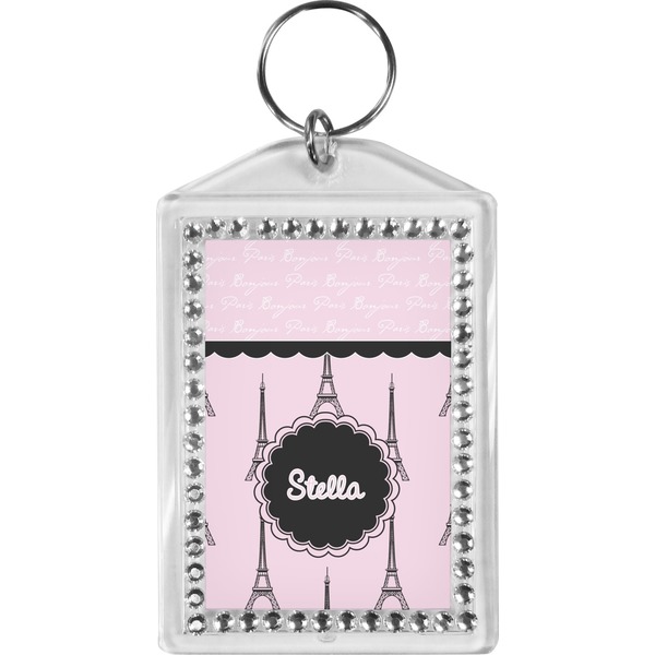 Custom Paris & Eiffel Tower Bling Keychain (Personalized)