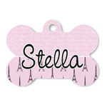 Paris & Eiffel Tower Bone Shaped Dog ID Tag (Personalized)