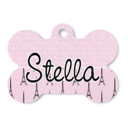 Paris & Eiffel Tower Bone Shaped Dog ID Tag (Personalized)
