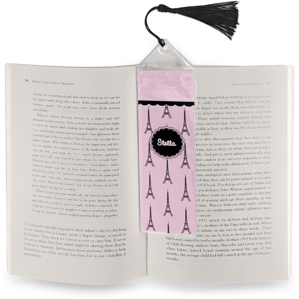 Paris & Eiffel Tower Bookmark with tassel - In book