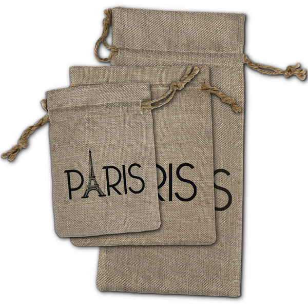 Paris & Eiffel Tower Burlap Gift Bags - (PARENT MAIN) All Three