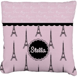 Paris & Eiffel Tower Faux-Linen Throw Pillow 16" (Personalized)