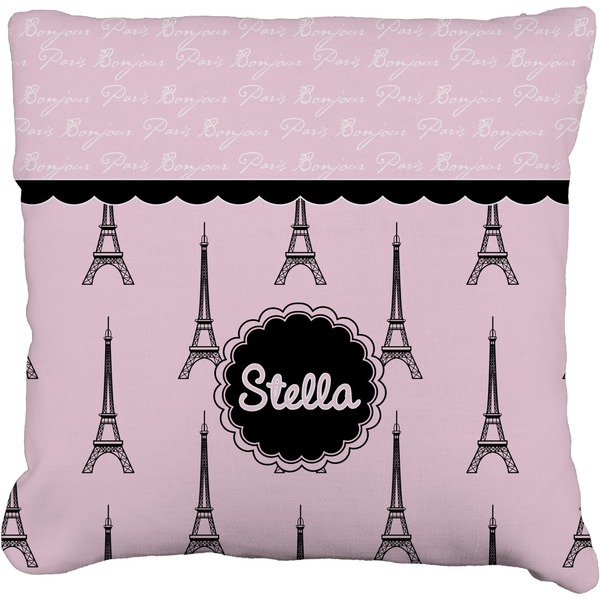 Custom Paris & Eiffel Tower Faux-Linen Throw Pillow 16" (Personalized)