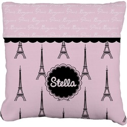 Paris & Eiffel Tower Faux-Linen Throw Pillow 18" (Personalized)
