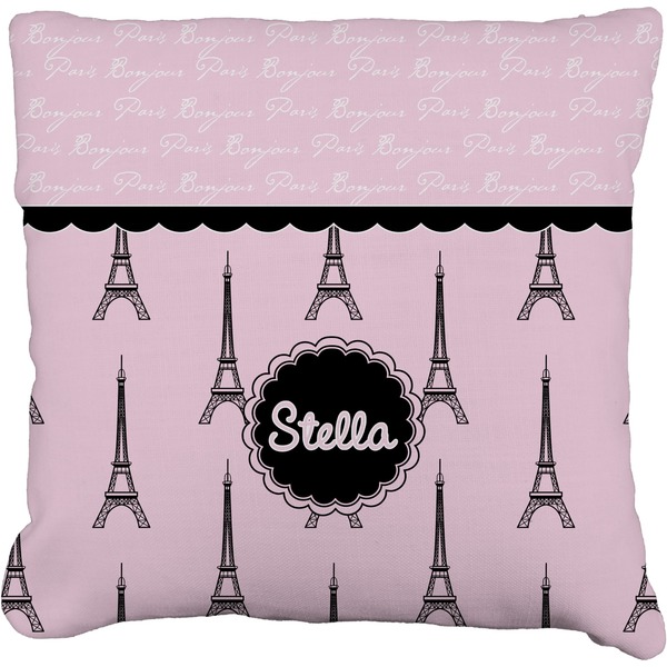 Custom Paris & Eiffel Tower Faux-Linen Throw Pillow 26" (Personalized)