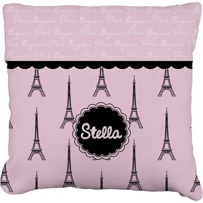 Paris & Eiffel Tower Faux-Linen Throw Pillow (Personalized)