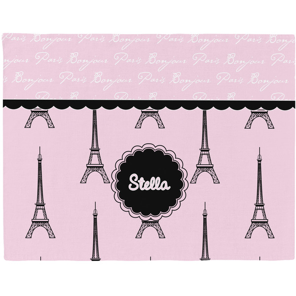 Custom Paris & Eiffel Tower Woven Fabric Placemat - Twill w/ Name or Text