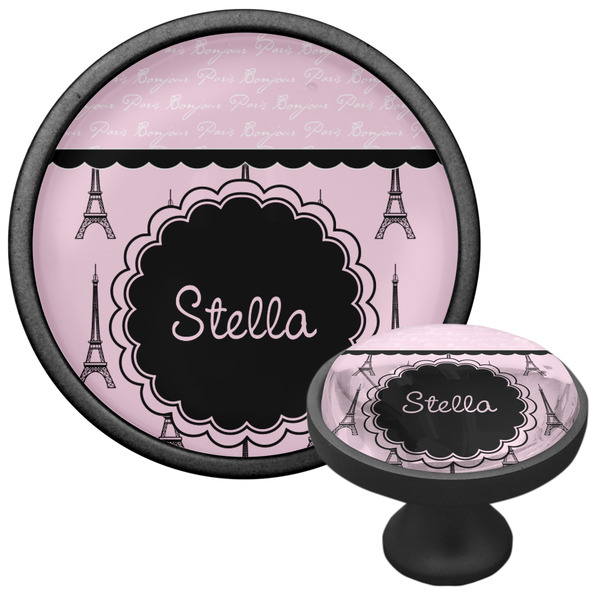 Paris & Eiffel Tower Cabinet Knob - Black - Multi Angle