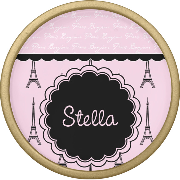 Paris & Eiffel Tower Cabinet Knob - Gold - Front