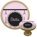 Paris & Eiffel Tower Cabinet Knob - Gold (Personalized)