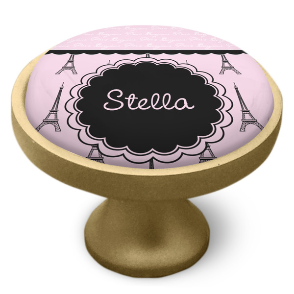 Paris & Eiffel Tower Cabinet Knob - Gold - Side