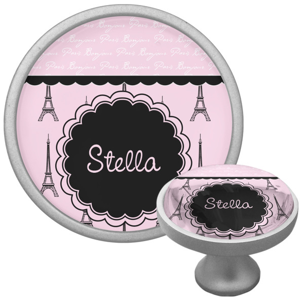 Custom Paris & Eiffel Tower Cabinet Knob (Silver) (Personalized)