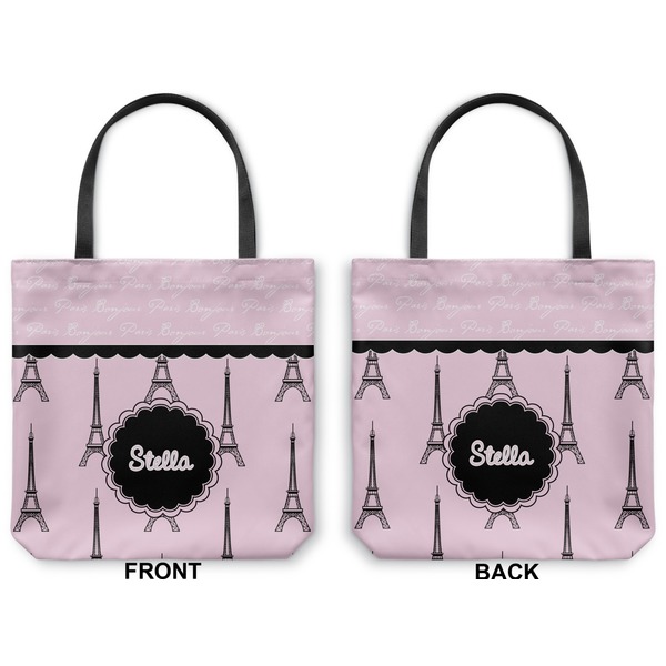 Paris & Eiffel Tower Canvas Tote - Front and Back