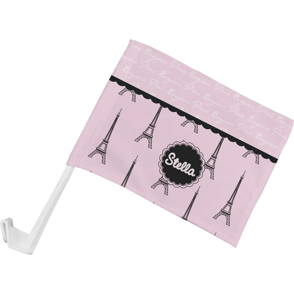 Custom Paris & Eiffel Tower Car Flag - Small w/ Name or Text