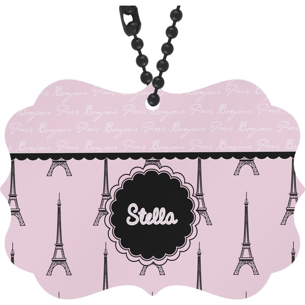 Custom Paris & Eiffel Tower Rear View Mirror Charm (Personalized)