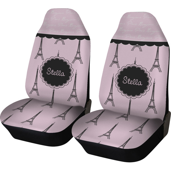 Custom Paris & Eiffel Tower Car Seat Covers (Set of Two) (Personalized)