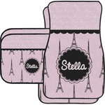 Paris & Eiffel Tower Car Floor Mats Set - 2 Front & 2 Back (Personalized)