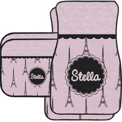 Paris & Eiffel Tower Car Floor Mats Set - 2 Front & 2 Back (Personalized)