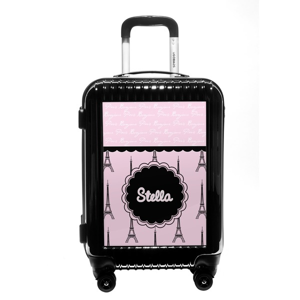 Custom Paris & Eiffel Tower Carry On Hard Shell Suitcase (Personalized)