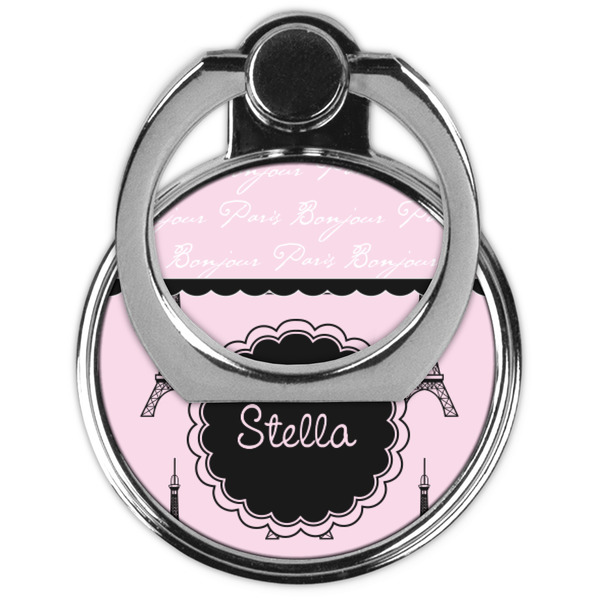 Paris & Eiffel Tower Cell Phone Ring Stand & Holder - Front (Collapsed)