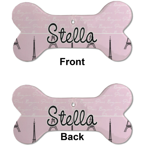Paris & Eiffel Tower Ceramic Flat Ornament - Bone Front & Back (APPROVAL)