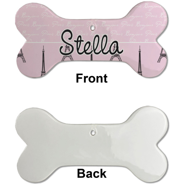 Paris & Eiffel Tower Ceramic Flat Ornament - Bone Front & Back Single Print (APPROVAL)