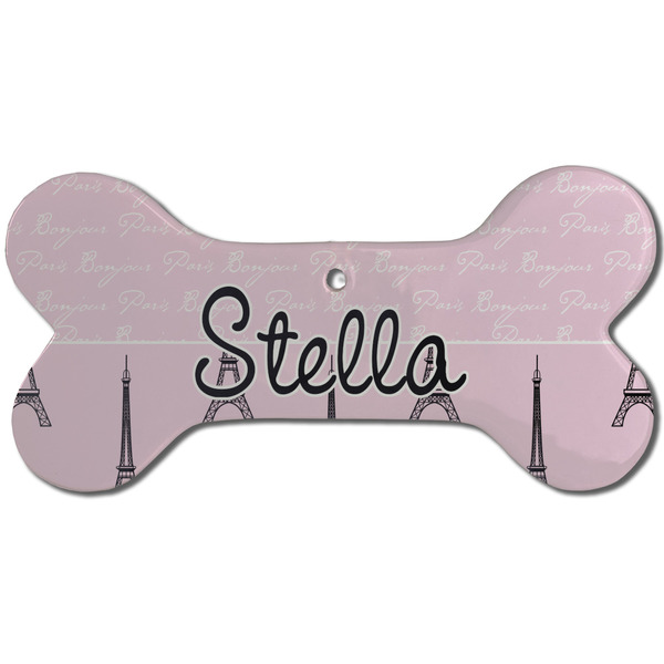 Paris & Eiffel Tower Ceramic Flat Ornament - Bone Front