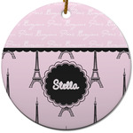 Paris & Eiffel Tower Round Ceramic Ornament w/ Name or Text
