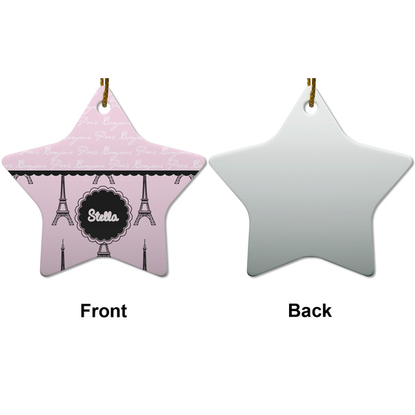 Paris & Eiffel Tower Ceramic Flat Ornament - Star Front & Back (APPROVAL)
