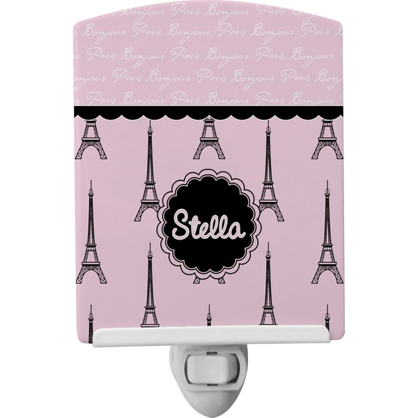 Custom Paris & Eiffel Tower Ceramic Night Light (Personalized)