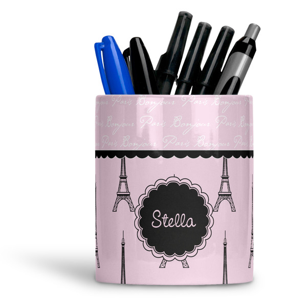 Custom Paris & Eiffel Tower Ceramic Pen Holder