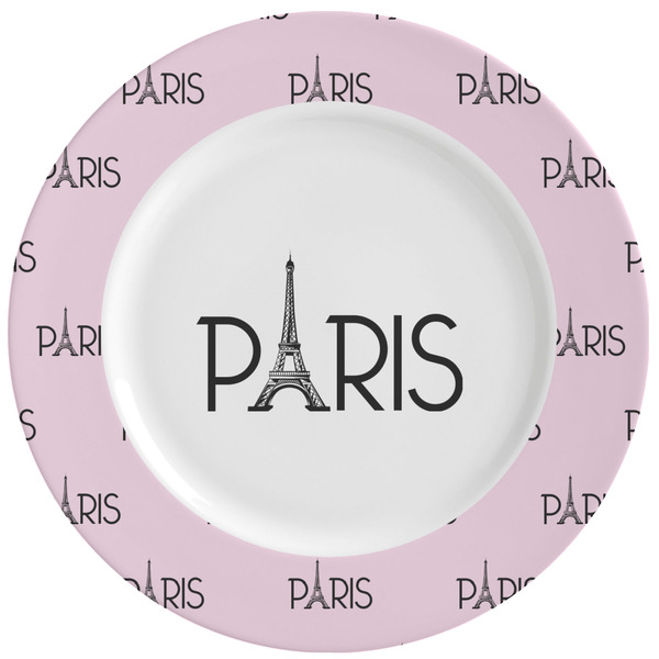 Custom Paris & Eiffel Tower Ceramic Dinner Plates (Set of 4)