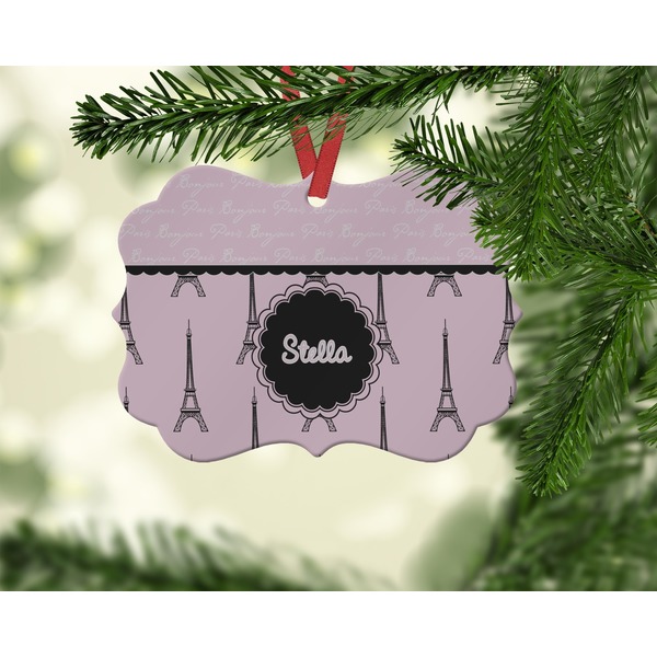 Paris & Eiffel Tower Christmas Ornament (On Tree)