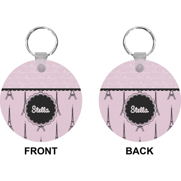 Paris & Eiffel Tower Circle Keychain (Front + Back)