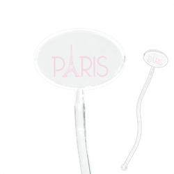 Paris & Eiffel Tower 7" Oval Plastic Stir Sticks - Clear