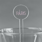 Paris & Eiffel Tower 5.5" Round Plastic Stir Sticks - Clear