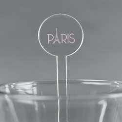 Paris & Eiffel Tower 7" Round Plastic Stir Sticks - Clear