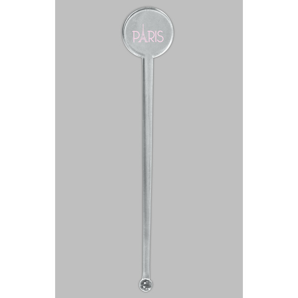 Paris & Eiffel Tower Clear Plastic 7" Stir Stick - Round - Single Stick