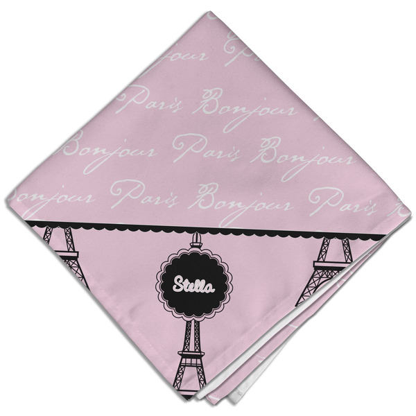 Custom Paris & Eiffel Tower Cloth Dinner Napkin - Single w/ Name or Text