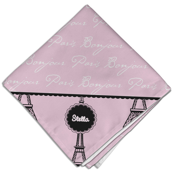 Paris & Eiffel Tower Cloth Napkins - Personalized Dinner (Folded Four Corners)