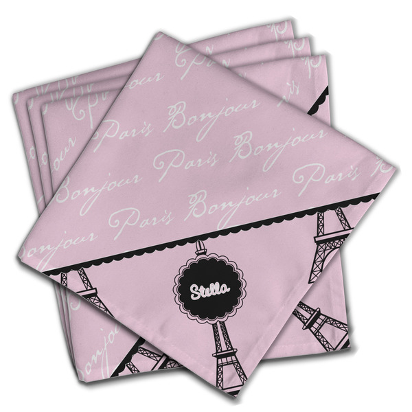 Custom Paris & Eiffel Tower Cloth Napkins (Set of 4) (Personalized)