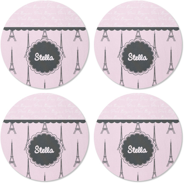 Paris & Eiffel Tower Coaster Round Rubber Back - Apvl