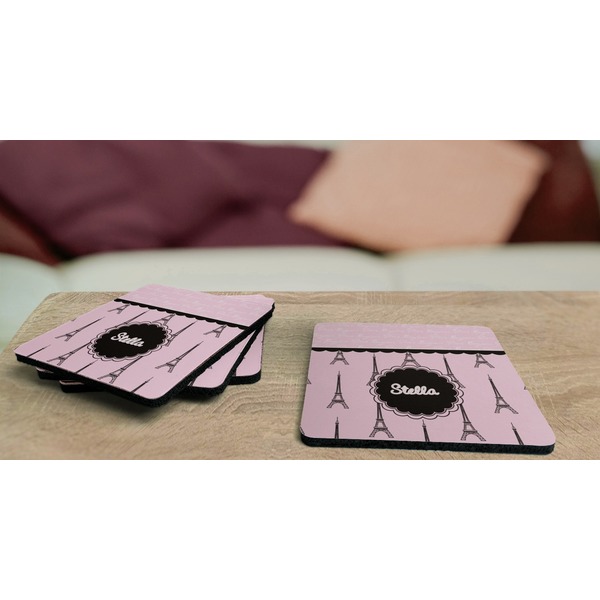 Paris & Eiffel Tower Coaster Rubber Back - On Coffee Table