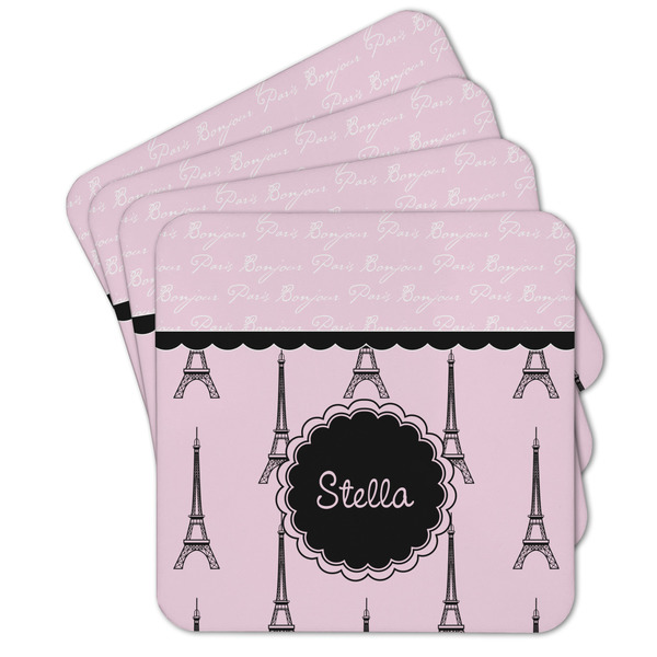 Custom Paris & Eiffel Tower Cork Coaster - Set of 4 w/ Name or Text