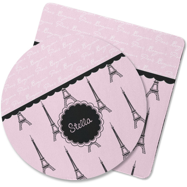 Custom Paris & Eiffel Tower Rubber Backed Coaster (Personalized)