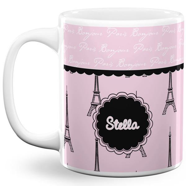 Custom Paris & Eiffel Tower 11 Oz Coffee Mug - White (Personalized)