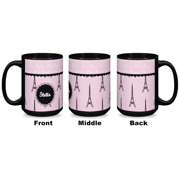 Paris & Eiffel Tower Coffee Mug - 15 oz - Black APPROVAL